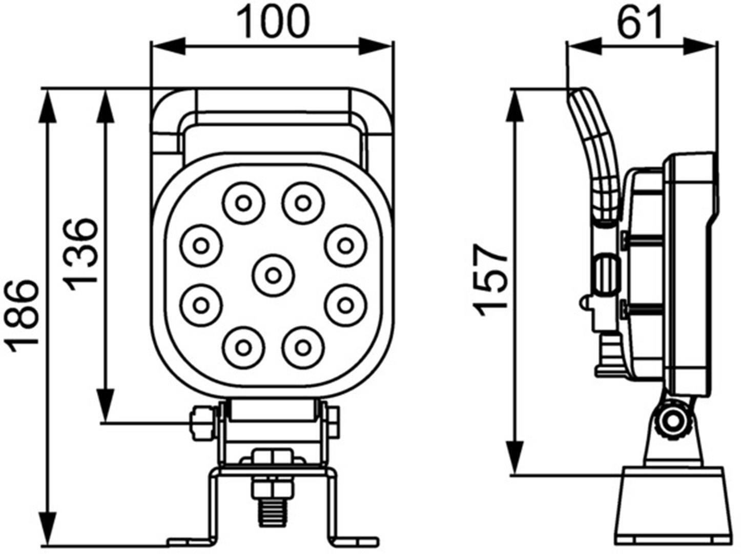 Arbeitsscheinwerfer 12 V 15 W LED 6.000 K 1.500 lm HELLA für u.a. DAF-2