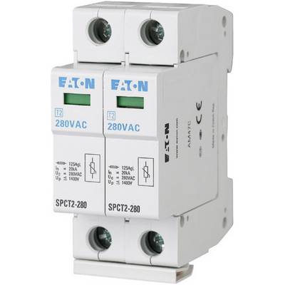 Überspannungsschutzgerät mit der Beschriftung 'EATON', zwei Module, Spannung 280VAC, geeignet für Schutz vor Überspannungen.