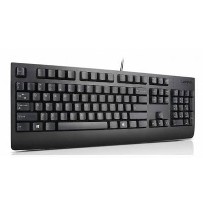 Eine schwarze Lenovo-Tastatur mit vollständigem Tastenlayout, inklusive Ziffernblock.
