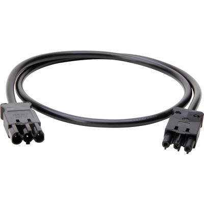Schwarzes Netzkabel mit zwei dreipoligen Steckern, geeignet für die Stromversorgung von elektronischen Geräten.