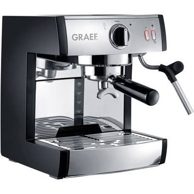 Graef ES702EU01 Espressomaschine mit Siebträger Edelstahl, Schwarz 1410 W mit Druckbrühsystem, mit Milchaufschäumdüse, m