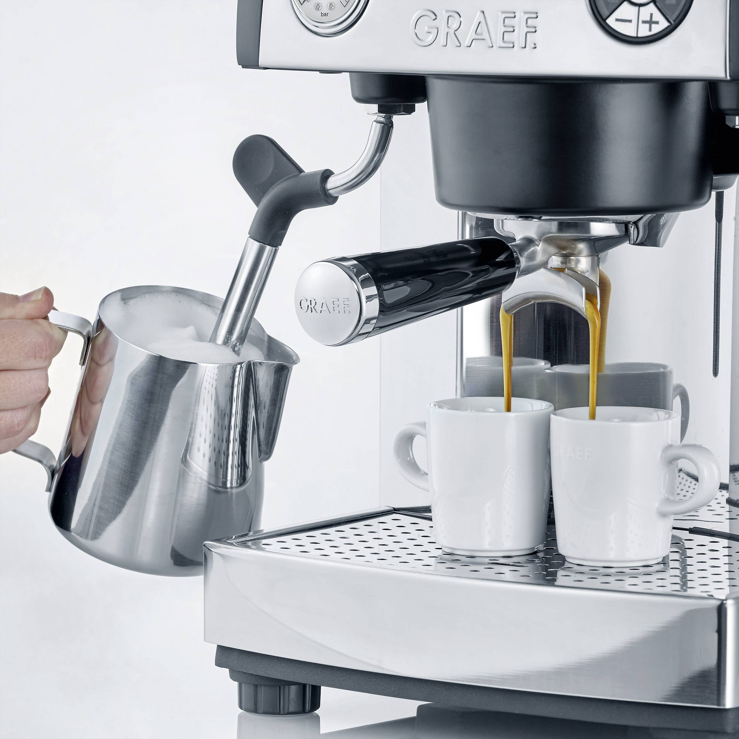 Graef ES902EU Espressomaschine mit Siebträger Edelstahl, Schwarz 2515 W mit Milchaufschäumdüse-4