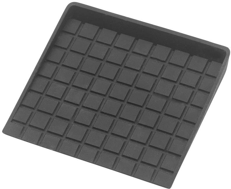Schwarzer, quadratischer Topflappen aus Silikon mit erhobenen Quadraten zur besseren Griffigkeit und Hitzebeständigkeit.