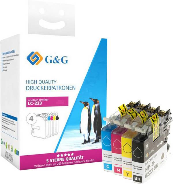 G&G Druckerpatrone ersetzt Brother LC-223BK, LC-223C, LC-223M, LC223Y Kompatibel Kombi-Pack Schwarz, Cyan, Magenta, Gelb NP-B-0223BKCMY 14785