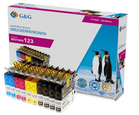 G&G Tinte ersetzt Brother LC-123 Kompatibel 10er-Pack Schwarz, Cyan, Magenta, Gelb