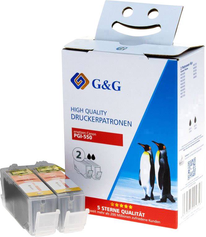 G&G Tinte ersetzt Canon PGI-550 XL Kompatibel 2er-Pack Schwarz 15073