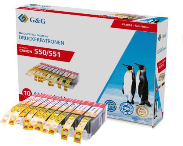 G&G Druckerpatrone ersetzt Canon PGI-550PGBK XL, CLI-551BK XL, CLI-551C XL, CLI-551M XL, CLI551Y XL Kompatibel Kombi-Pack Schwarz, Cyan, Magenta, Gelb NP-C-0550BK 15048