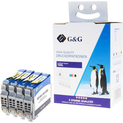 G&G Druckerpatrone ersetzt Epson 16XL, T1636, T1631, T1632, T1633, T1634 Kompatibel Kombi-Pack Schwarz, Cyan, Magenta, G