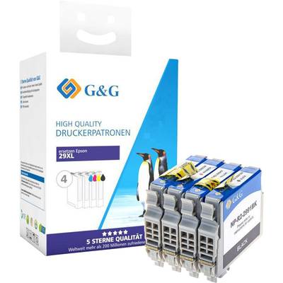 G&G Tinte ersetzt Epson 29XL, T2991, T2992, T2993, T2994, T2996 Kompatibel Kombi-Pack Schwarz, Cyan, Magenta, Gelb  1480