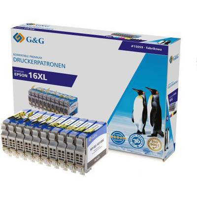 G&G Druckerpatrone ersetzt Epson 16XL, T1636, T1631, T1632, T1633, T1634 Kompatibel Kombi-Pack Schwarz, Cyan, Magenta, G