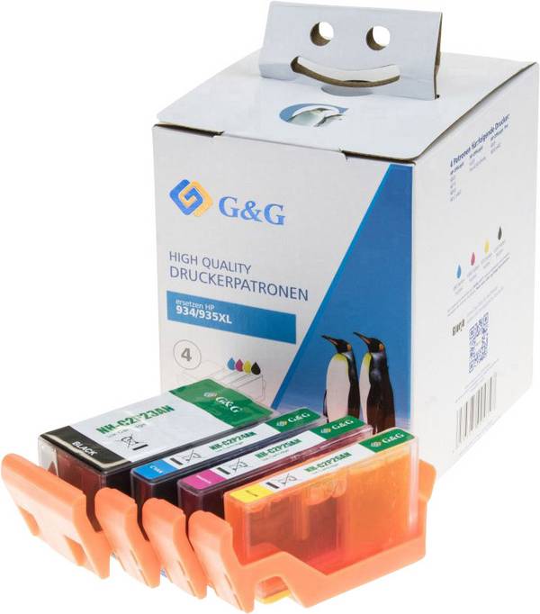 G&G Druckerpatrone ersetzt HP 934XL, 935XL, X4E14AE, C2P23AE, C2P24AE, C2P25AE, C2P26AE Kompatibel Kombi-Pack Schwarz, Cyan, Magenta, Gelb NP2-H-0934XLBK/935XLCMY 14795