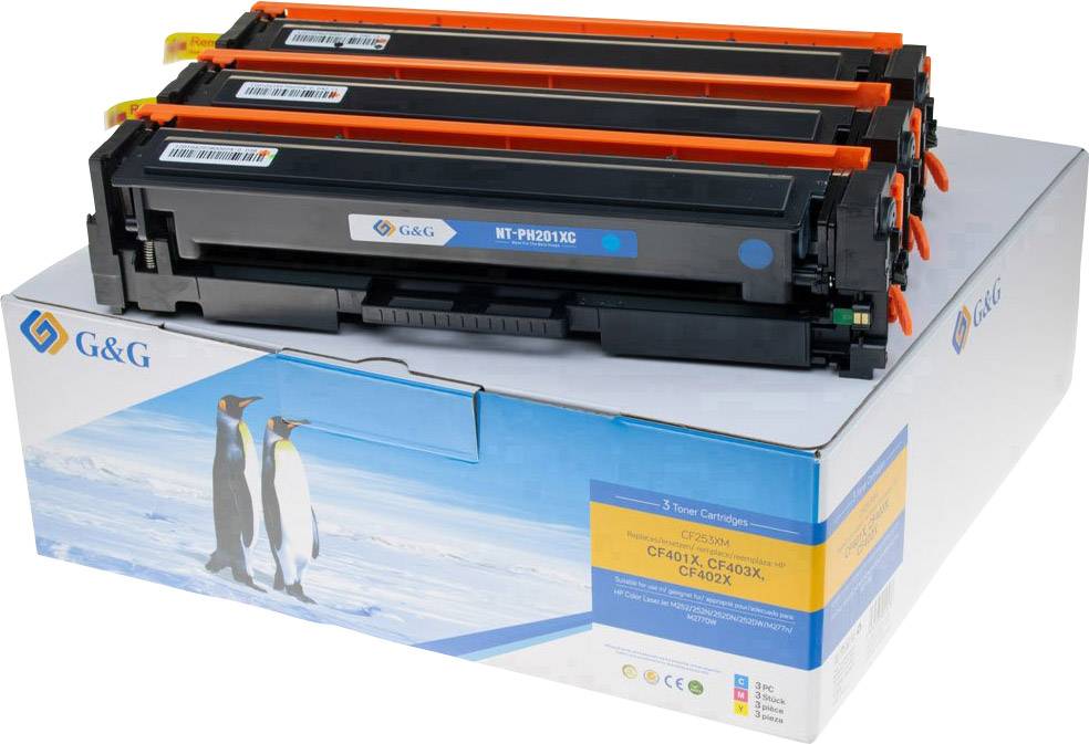 G&G Toner ersetzt HP 201X, CF401X, CF402X, CF403X, CF253XM Kompatibel Kombi-Pack Cyan, Magenta, Gelb 2300 Seiten 14995