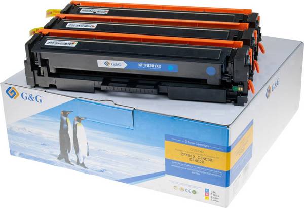 G&G Toner ersetzt HP 201X, CF401X, CF402X, CF403X, CF253XM Kompatibel Kombi-Pack Cyan, Magenta, Gelb 2300 Seiten  14995