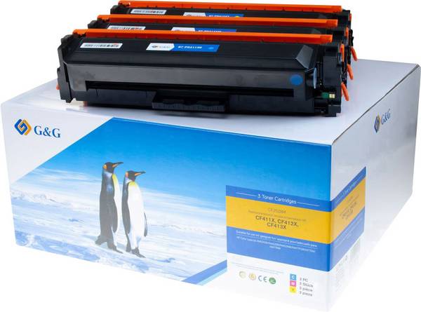 G&G Toner ersetzt HP 410X, CF411X, CF412X, CF413X, CF252XM Kompatibel Kombi-Pack Cyan, Magenta, Gelb 5000 Seiten NT-PH410XC|XM|XY-3 14997