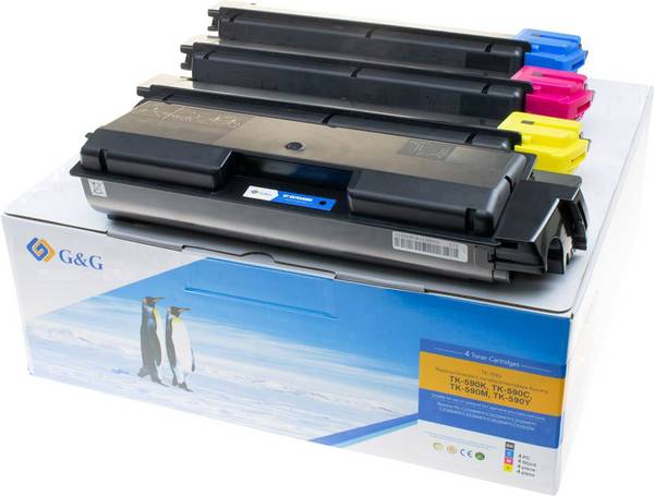 G&G Toner ersetzt Kyocera TK-590K, TK-590C, TK-590M, TK-590Y Kompatibel Kombi-Pack Schwarz, Cyan, Magenta, Gelb 7000 Seiten NT-CKTK590BK|C|M|Y-4 15019