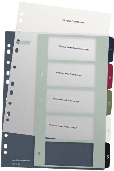Leitz 1235 Style Register DIN A4 1-5 Polypropylen Mehrfarbig 5 Registerblätter extrabreit, PC-beschriftbar 1235-00-00