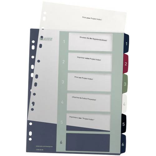 Thumbnail - Leitz 1236 Style Register DIN A4 1-6 Polypropylen Mehrfarbig 6 Registerblätter extrabreit, PC-beschriftbar 1236-00-00