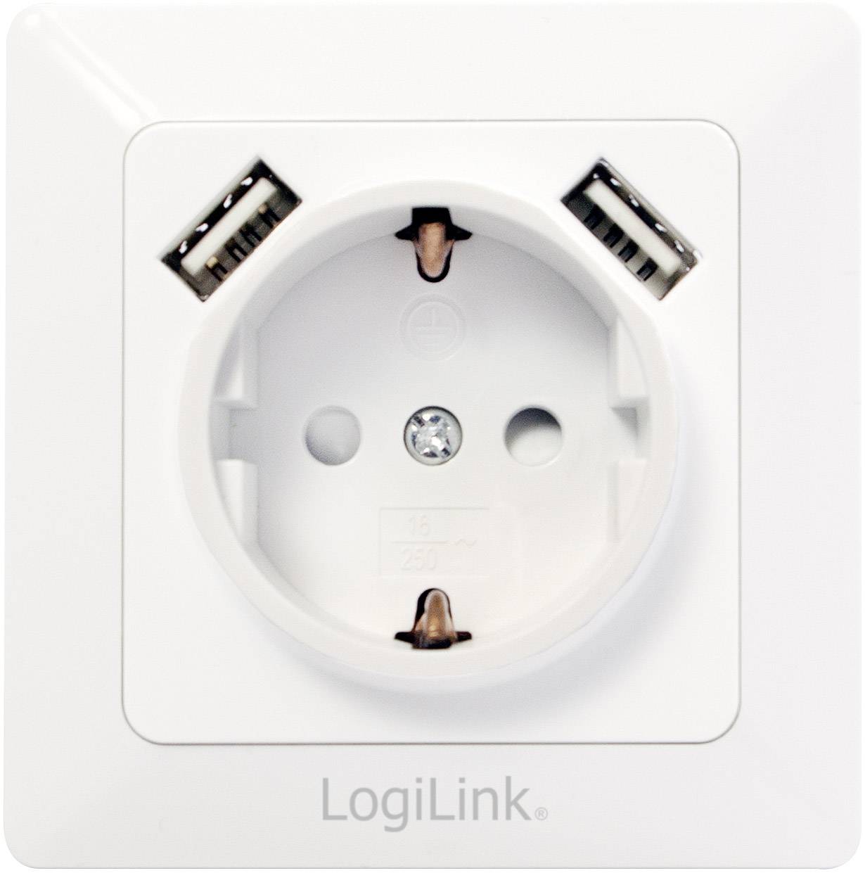 LOGILINK PA0162 1fach Unterputz-Steckdose mit USB IP20 Weiß