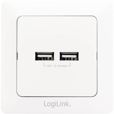 LogiLink PA0163 2fach USB-Ladesteckdose  mit USB IP20 Weiß