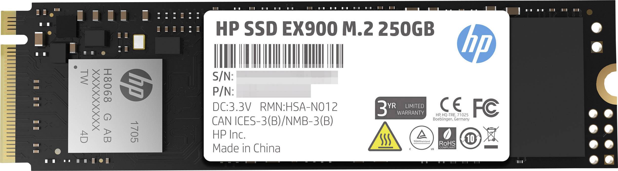 HP 2YY44AA#ABB Interne SATA M.2 SSD 2280 500 GB EX900 Retail PCIe 3.0 x4