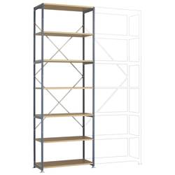 Manuflex RP1613.0001 Fachbodenregal-Grundmodul 200 kg (B x H x T) 970 x 3000 x 600 mm Stahl pulverbeschichtet Grau, Grün Holzboden