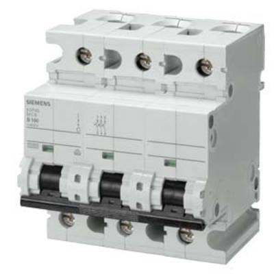 Ein dreipoliger Leitungsschutzschalter, der zur Absicherung elektrischer Stromkreise verwendet wird, mit Schraubanschlüssen oben und unten.