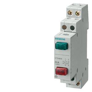 Ein Siemens Schutzschalter 20A, Modell 5TE4 830, in grauer Farbe mit rotem und grünem Schalter für die Steuerung elektrischer Stromkreise.