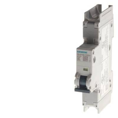 Ein einzelner Siemens-Leitungsschutzschalter in grauer Farbe, vertikal ausgerichtet, mit sichtbarer Umschaltmechanismus.