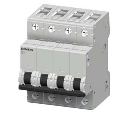 Ein grauer Siemens-Leistungsschalter mit vier Schaltern, geeignet für den Schutz von elektrischen Stromkreisen in Gebäuden.