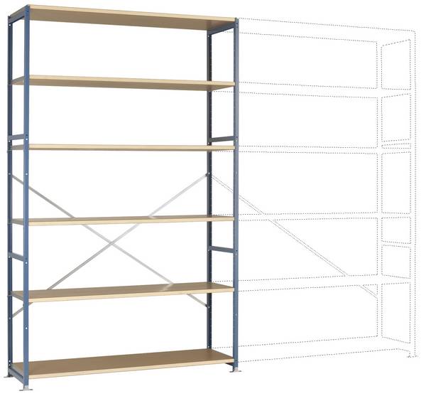 Manuflex RP1345.6011 Fachbodenregal-Grundmodul 160 kg (B x H x T) 1.47 x 2.5 x 1 m Stahl pulverbeschichtet Resedagrün Holzboden