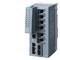Ein industrieller Netzwerk-Switch von Siemens mit mehreren Ethernet-Anschlüssen, geeignet für industrielle Kommunikation und Vernetzung.