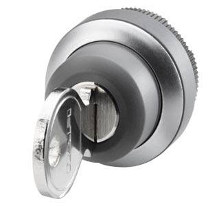 Ein silbernes, rundes Schloss mit einem eingesetzten Schlüssel, das für Sicherheit oder Verschlussmechanismen steht.