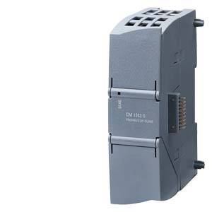 Graue Siemens-Industriekomponente, rechteckig mit Belüftungsschlitzen oben, aufgedruckt 'CM 1243-5'.