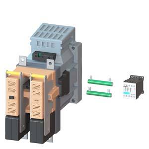 Industrielles elektrisches Schaltsystem mit zwei Kontaktoren, zwei grünen Widerständen und einem zusätzlichen Modul zur Erweiterung der Schaltung.