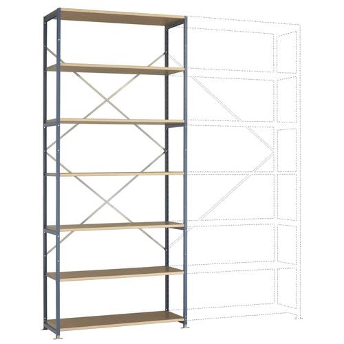 Thumbnail - Manuflex RP1629.5021 Fachbodenregal-Grundmodul 200 kg (B x H x T) 1220 x 3000 x 800 mm Stahl pulverbeschichtet Wasserbla...