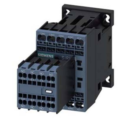 Ein schwarzer und blauer Siemens-Schütz mit mehreren Anschlüssen, der in elektrischen Steuerkreisen zum Schalten von Lasten verwendet wird.