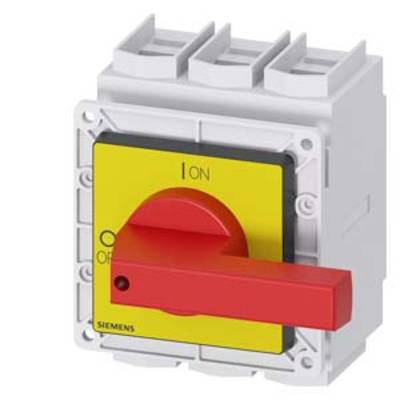 Ein roter Drehschalter auf gelbem Hintergrund, markiert mit 'ON' und 'OFF'. Steuert elektrische Geräte, robuste Bauweise.