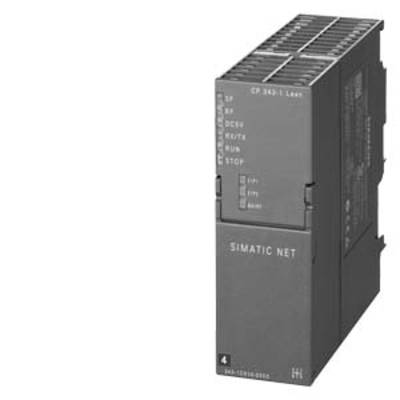 Industriegerät 'SIMATIC NET CP 343-1 Lean' in schwarz-weiß. Enthält LED-Anzeigen und Beschriftungen für verschiedene Betriebszustände.