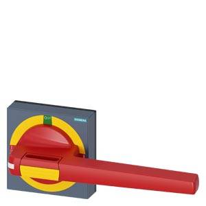Ein roter Not-Aus-Schalter auf einem grauen Gehäuse, markiert mit gelben Ringen, symbolisiert die Sicherheitsabschaltung eines Geräts.