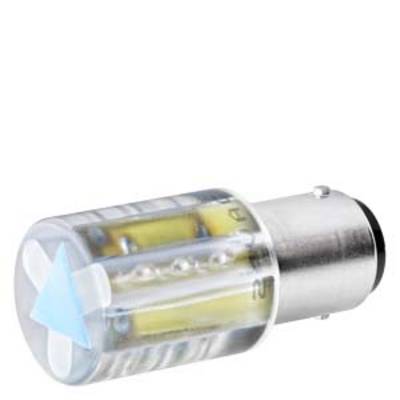 Eine LED-Glühbirne mit einem Metallkörper und klarem Kunststoff.<br><br>