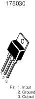 Schaltplan eines Transistors mit der Bezeichnung '175030'. Pin-Layout: 1. Eingang, 2. Masse, 3. Ausgang.