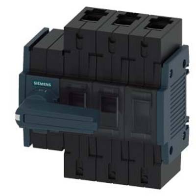 Ein dreipoliger elektrischer Leistungsschalter von Siemens zur Steuerung und zum Schutz elektrischer Schaltungen in einem Schaltschrank.