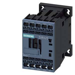 Ein Elektroschütz der Marke Siemens Sirius, graues Gehäuse, mehrere Anschlussklemmen oben und unten sichtbar.