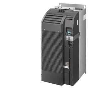 Ein schwarzer, stehender Frequenzumrichter, der zur Steuerung von Elektromotoren verwendet wird. Er hat Lüftungsschlitze oben.