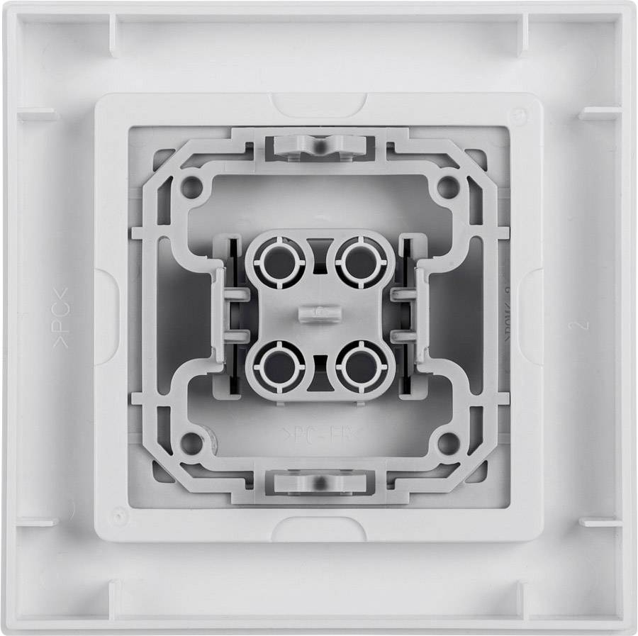 'Titano-Therm' UP-Dose, grau. Kunststoff-Gehäuse mit Befestigungsmechanismus für elektrische Installationen.