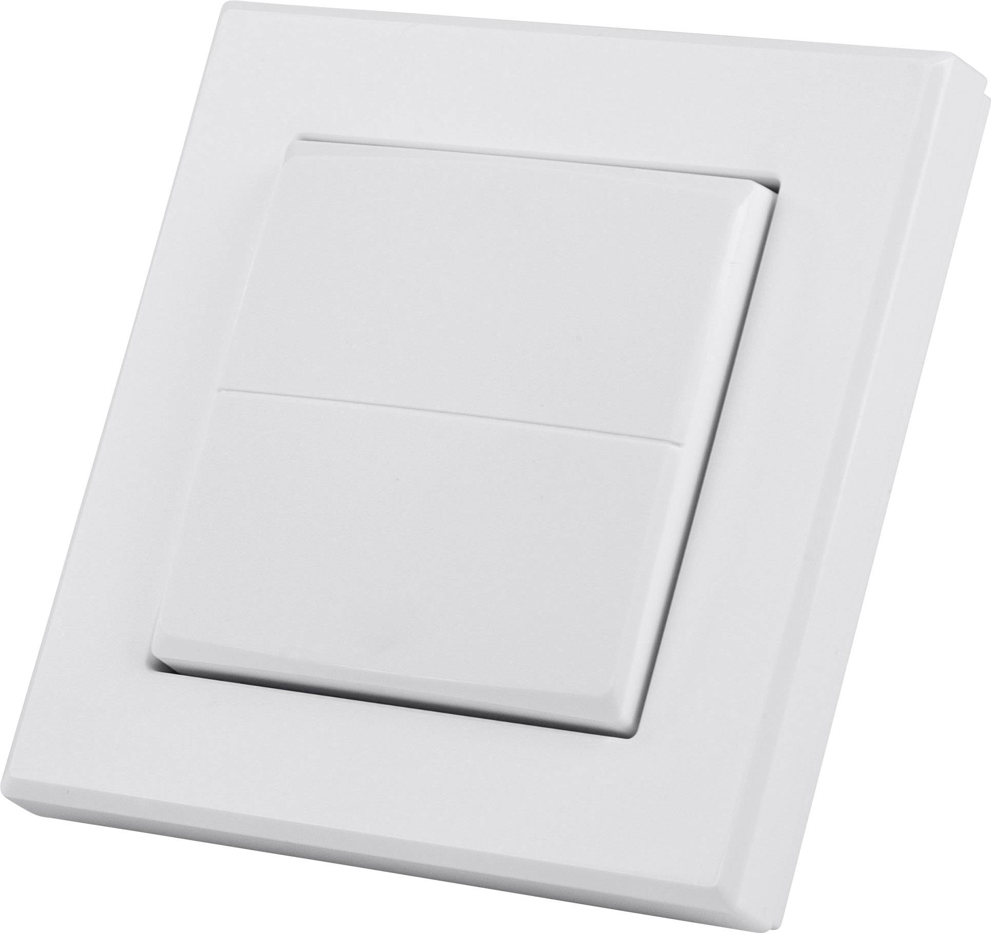 Ein weißer Lichtschalter an einer Wand, bereit zur Betätigung.