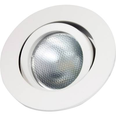 Einbauleuchte mit weißem Rahmen und silbernem, gerastertem Reflektor. Ideal für moderne Deckenarchitektur.