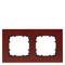 Braune zweifache Steckdosenabdeckung aus Holz, quadratische Aussparungen für Steckdosen. Geeignet für die Montage an der Wand.