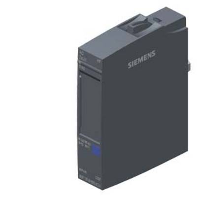 Ein dunkelgraues Siemens Industrie-Modul mit serieller Schnittstelle und LED-Anzeige, verwendet zur Steuerung von Automatisierungsprozessen.