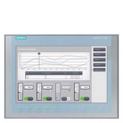 Ein Bildschirm zeigt eine grafische Benutzeroberfläche von Siemens SIMATIC. Sichtbar sind ein Diagramm und Steuerungselemente für Prozesse.